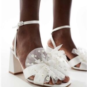 Wide Fit Pearl Tulle Bridal Heels
